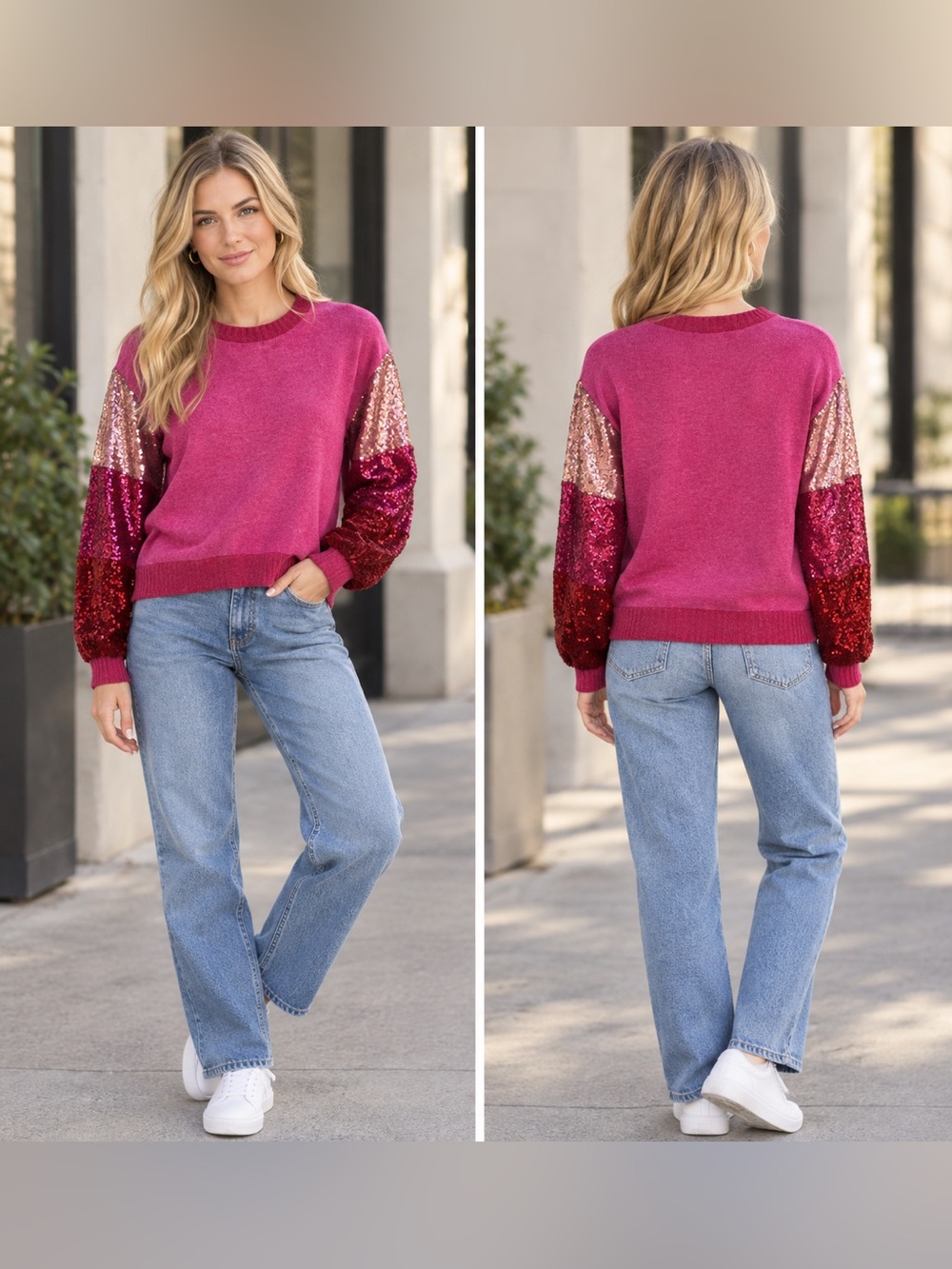 GeeGee Sequins Sleeve Sweater